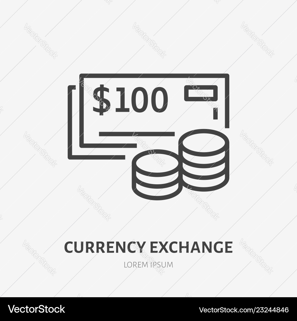 Currency exchange flat line icon thin sign Vector Image