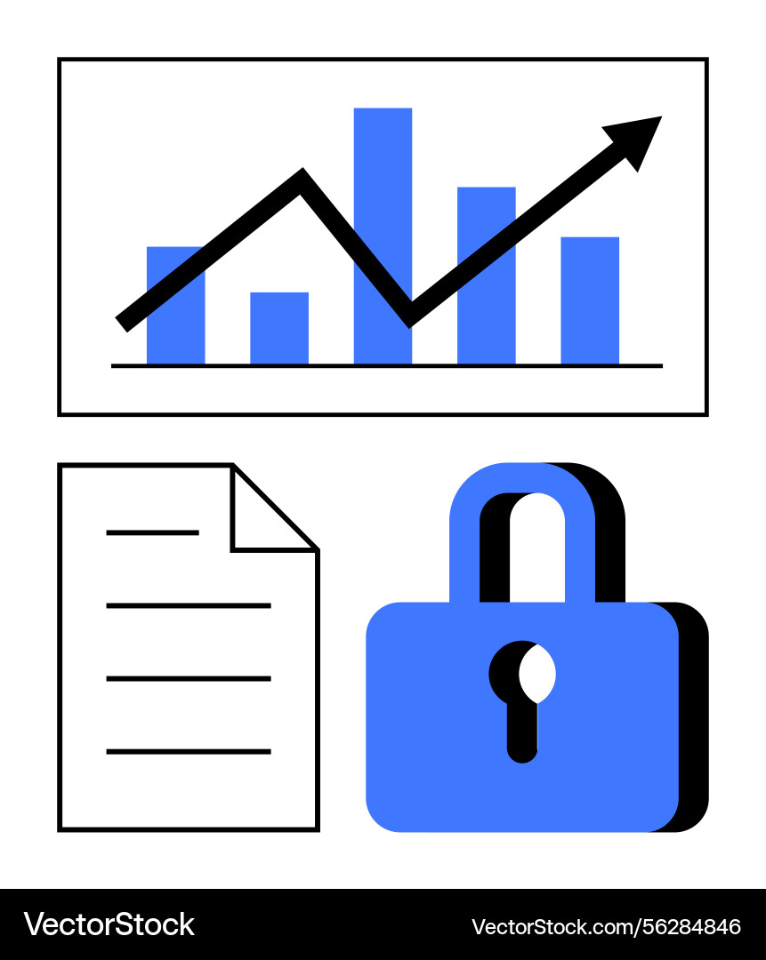Data security growth concept with chart document Data security growth concept with chart document vector image