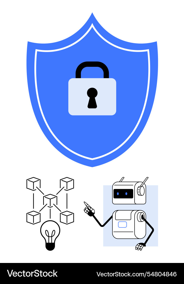 Digital security concept with shield lock Digital security concept with shield lock Vector Image
