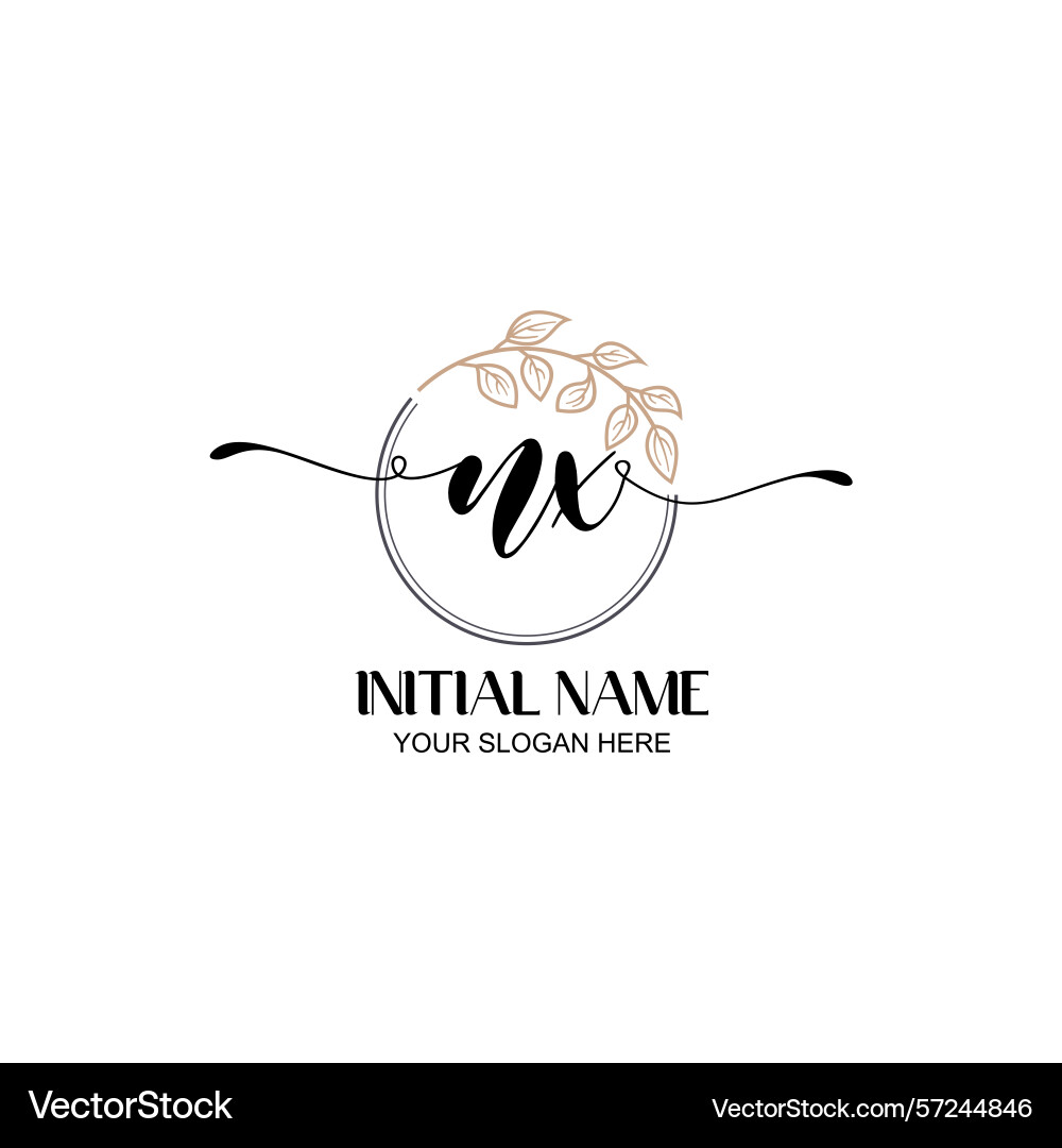 Elegant nx initial logo design with botanical Vector Image