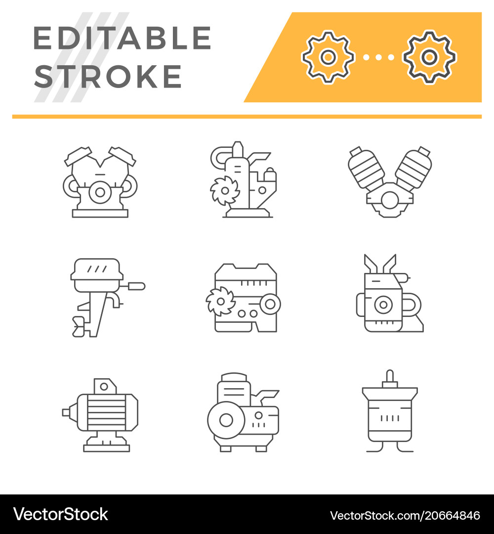 Engine & Motor Icons Set Royalty Free Vector Image
