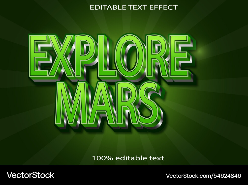 Explore mars editable text effect 3d emboss Explore mars editable text effect 3d emboss vector image
