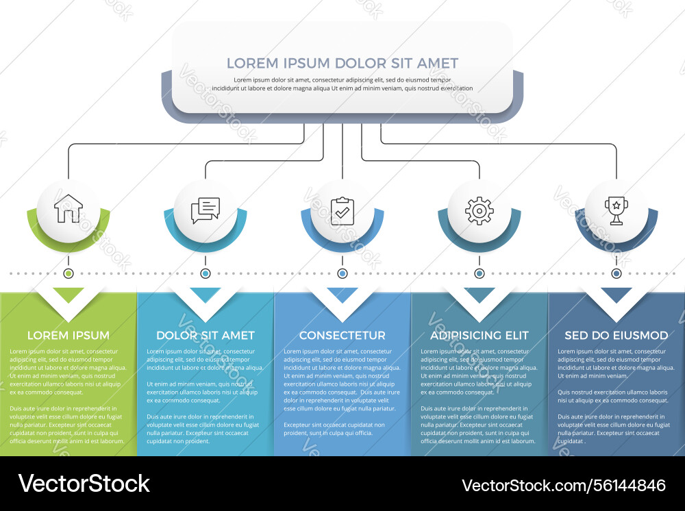 Flow chart with 5 elements Flow chart with 5 elements vector image