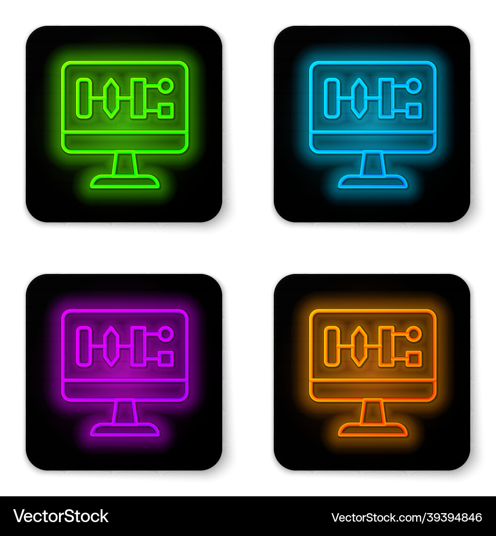 Glowing neon line algorithm icon isolated on white Glowing neon line algorithm icon isolated on white vector image