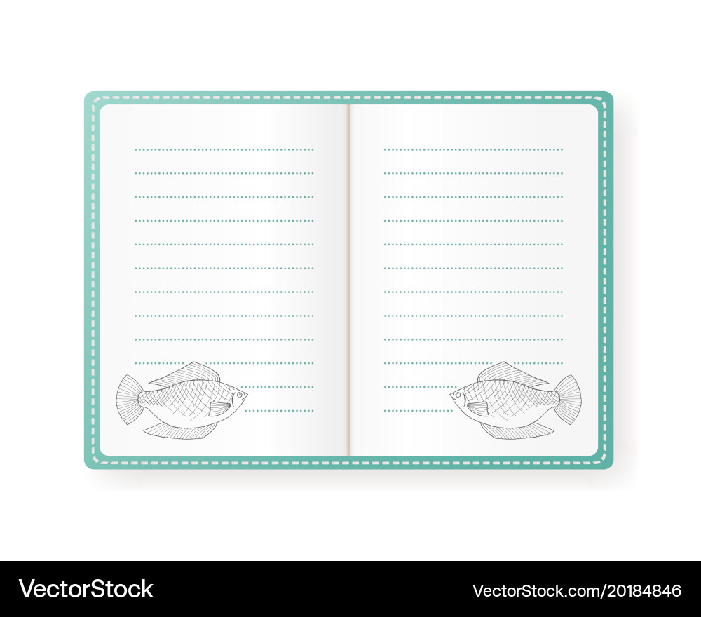 Notebook with fish empty lined vector image