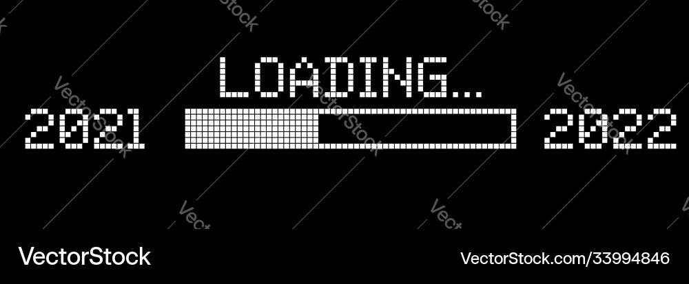 Pixelated progress bar showing loading 2022 Pixelated progress bar showing loading 2022 vector image