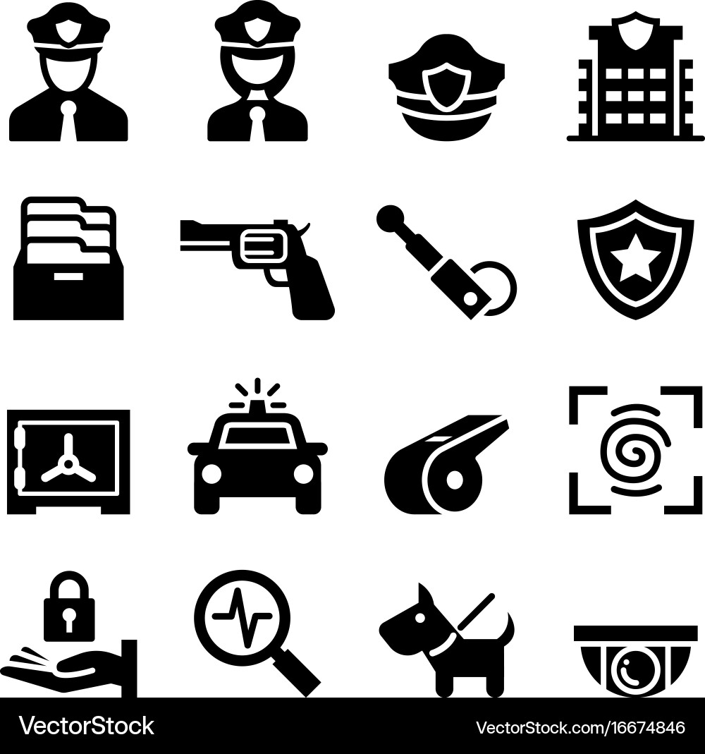 Police Security Guard Icon Set Royalty Free Vector Image