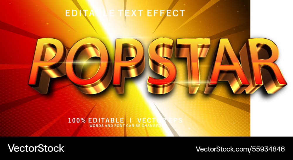 Popstar 3d text effect with modern style design Popstar 3d text effect with modern style design vector image