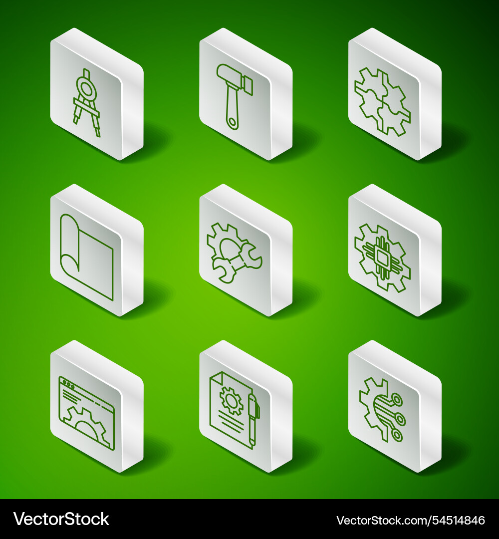 Set line algorithm document settings and pen Set line algorithm document settings and pen vector image