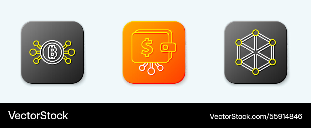 Set line bitcoin in circuit cryptocurrency wallet Set line bitcoin in circuit cryptocurrency wallet vector image