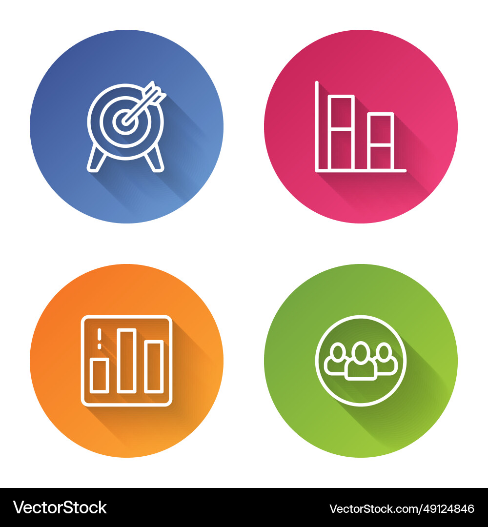 Set line target graph chart diagram pie Vector Image