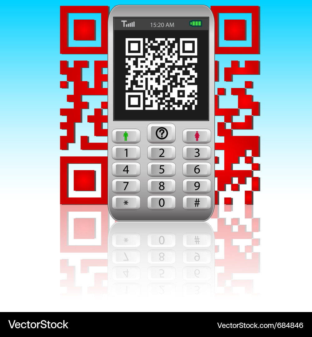 Smartphone with qr code vector image
