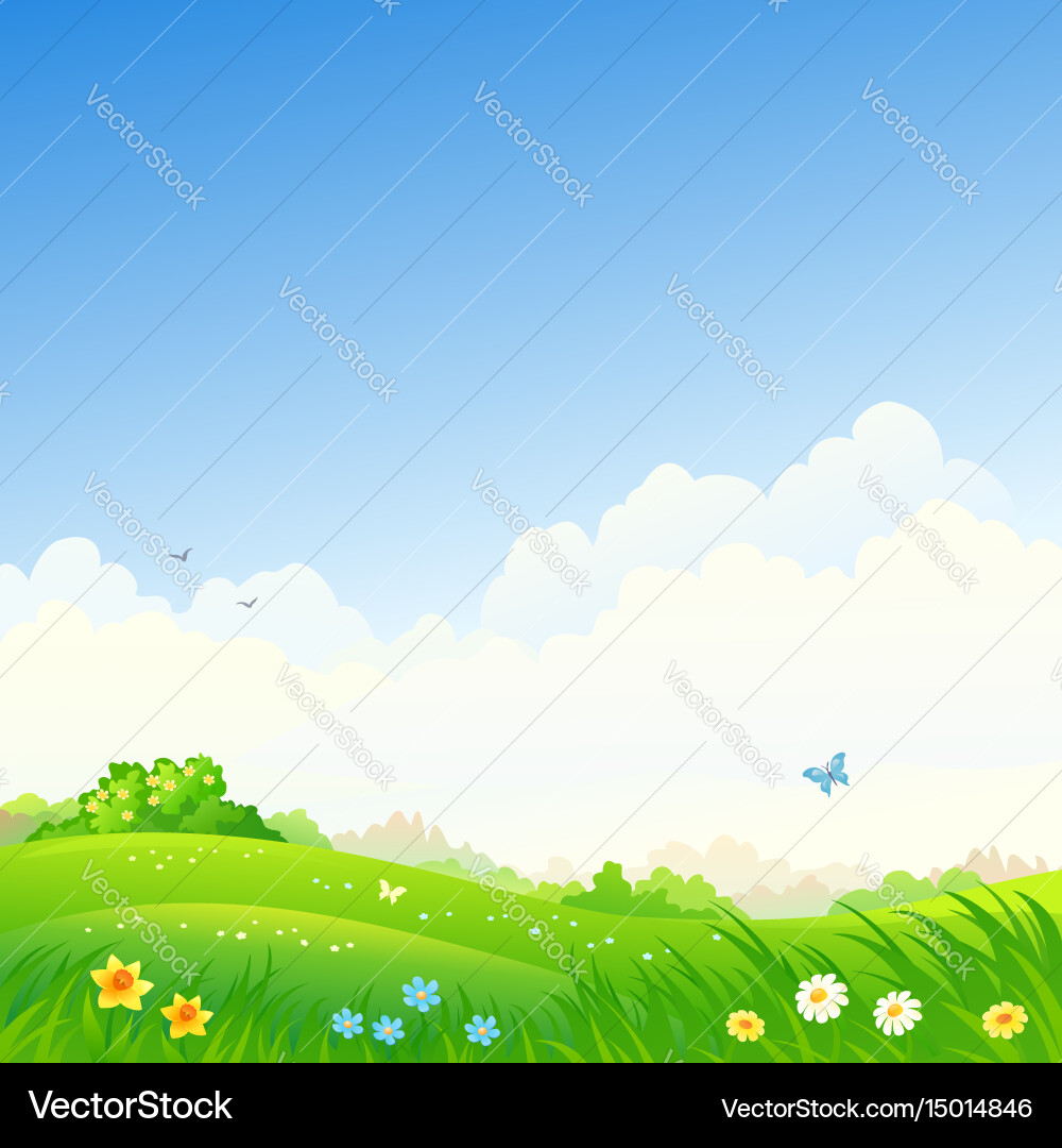 Spring Meadow Landscape Royalty Free Vector Image