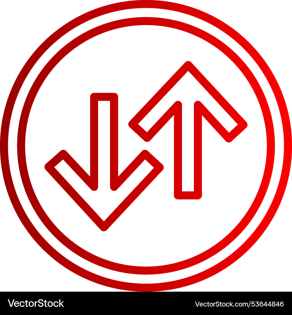 Up down arrow line gradient icon Vector Image