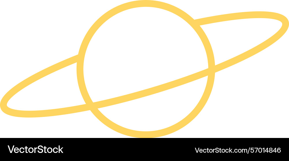 Yellow linear planet icon with ring minimal style Yellow linear planet icon with ring minimal style vector image