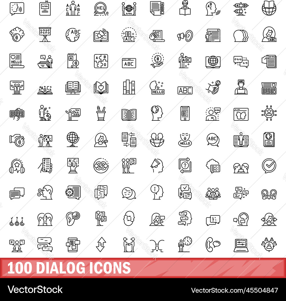 100 dialog icons set outline style 100 dialog icons set outline style vector image
