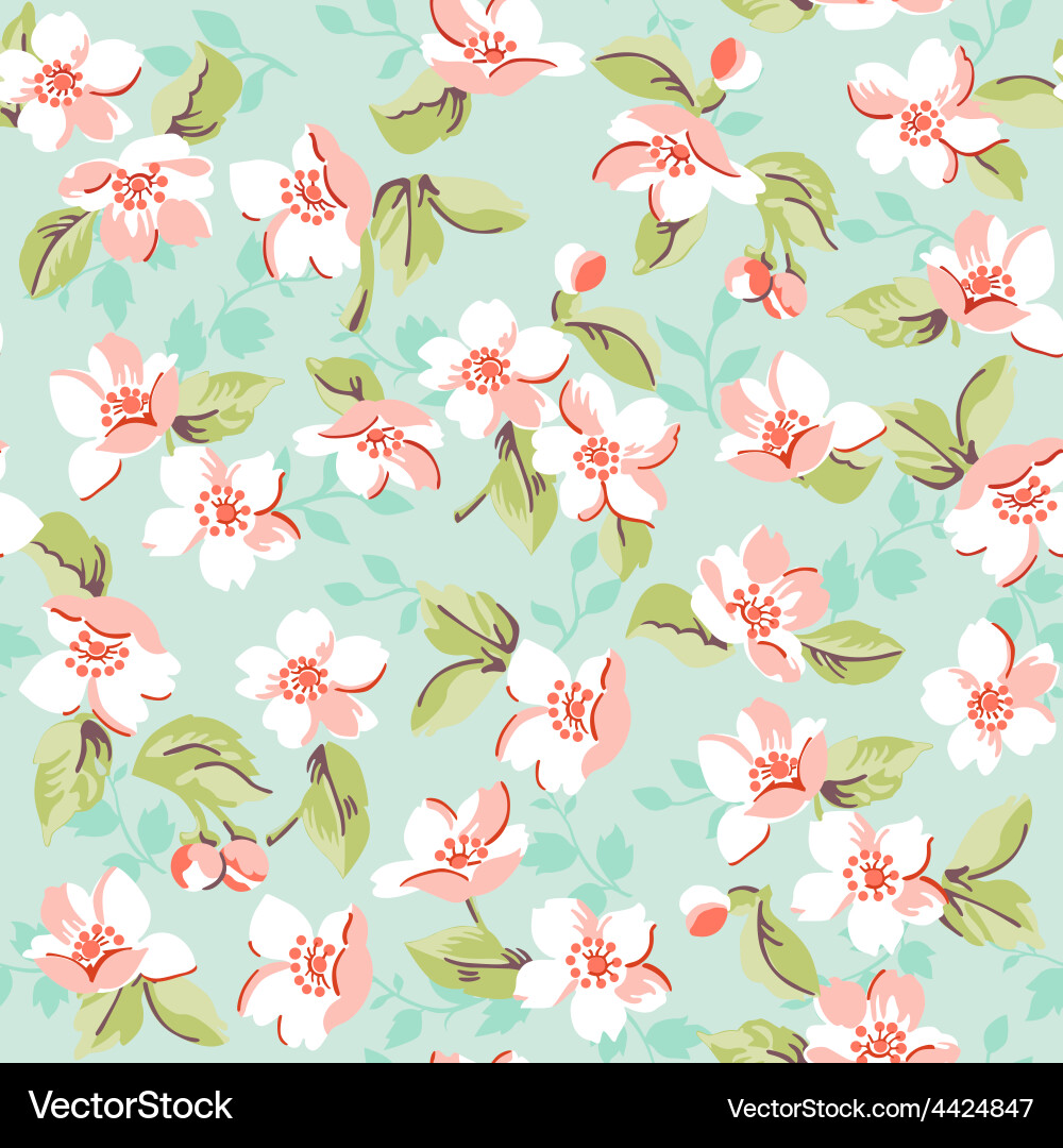 Cherry Blossom Seamless Pattern Vector Image
