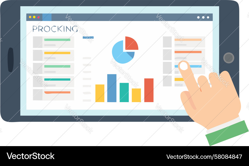 Data Visualization on Tablet Vector Image