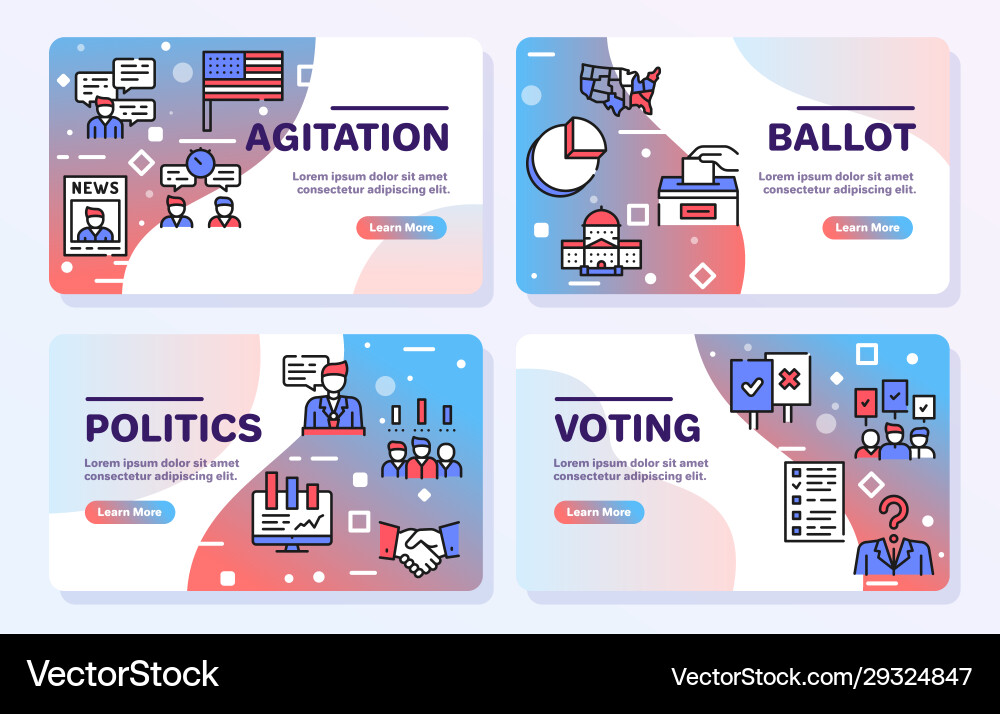Election color linear icons set Election color linear icons set vector image