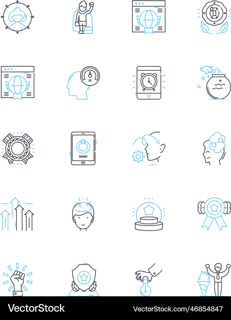 Guiding principles linear icons set values Guiding principles linear icons set values vector image