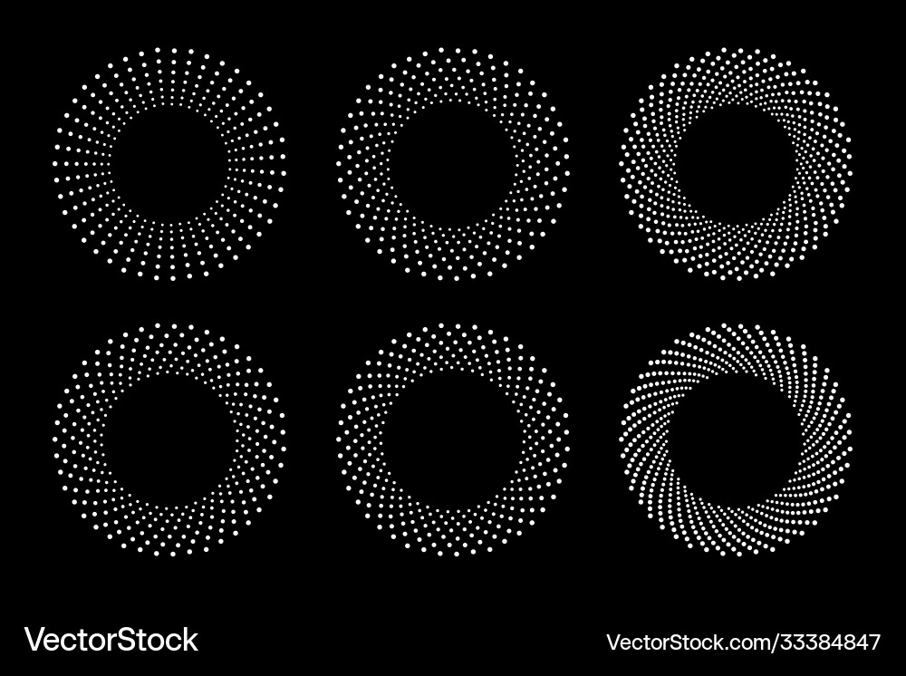 Halftone circular dotted frames set circle dots Halftone circular dotted frames set circle dots vector image