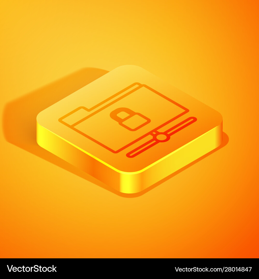 Isometric line ftp folder and lock icon isolated Isometric line ftp folder and lock icon isolated vector image