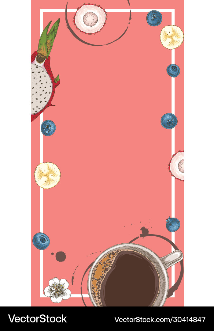 Rectangle menu template with fruits Rectangle menu template with fruits Vector Image