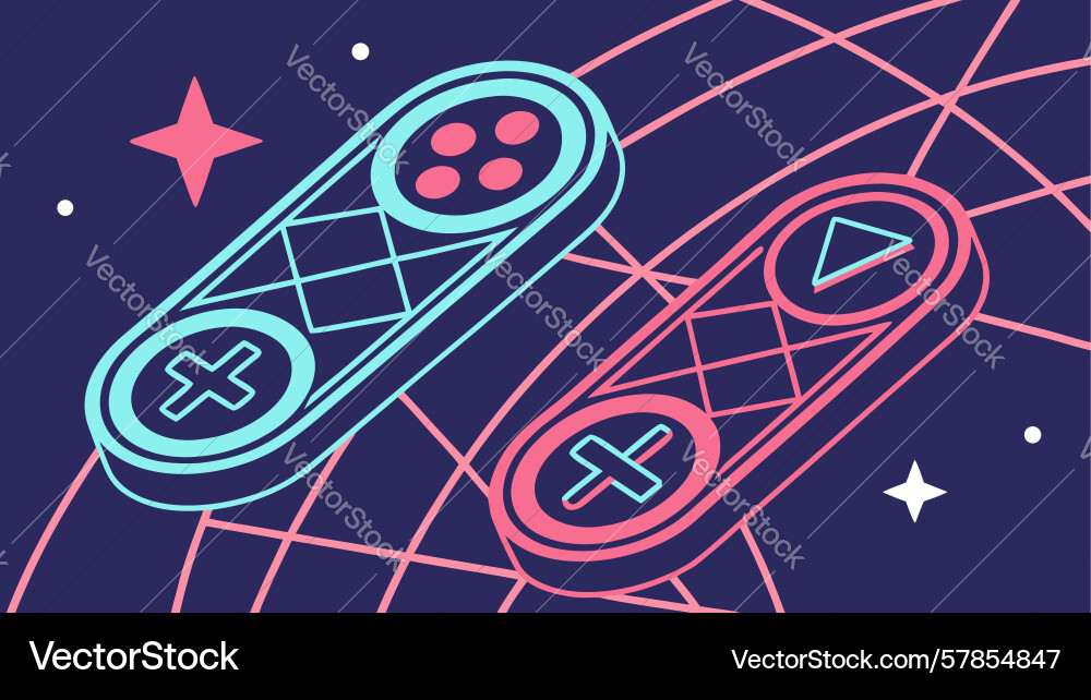 Retro gaming controller nostalgic console icon Vector Image