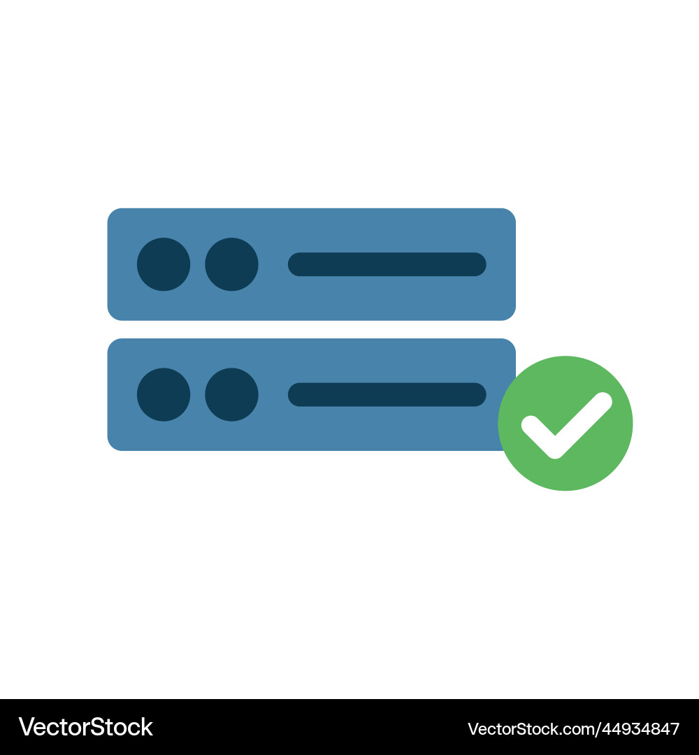 Server and check mark icon of hosting process Server and check mark icon of hosting process Vector Image