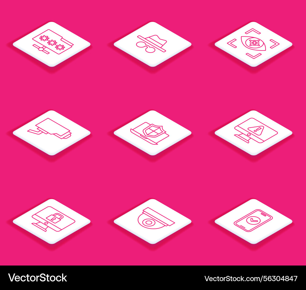 Set line folder with password incognito mode eye Set line folder with password incognito mode eye vector image