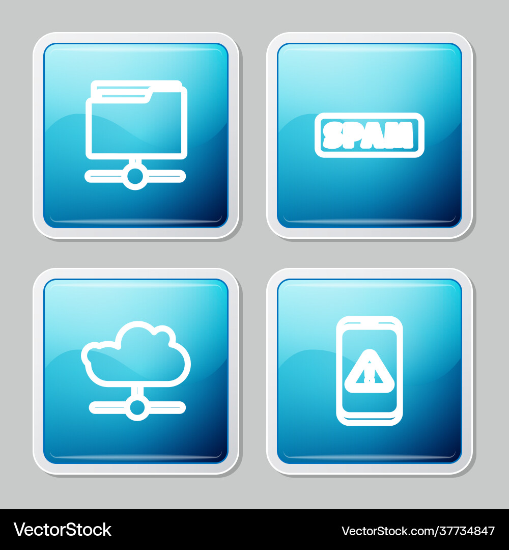 Set line ftp folder spam network cloud Set line ftp folder spam network cloud vector image