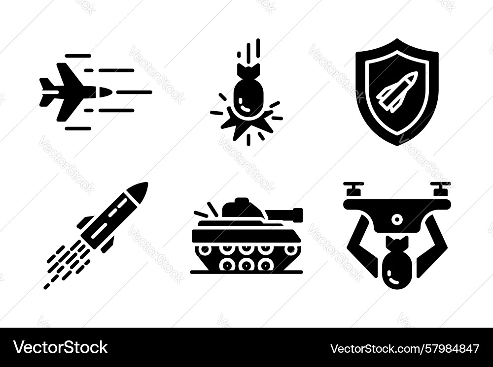 Set of icons representing military actions Vector Image