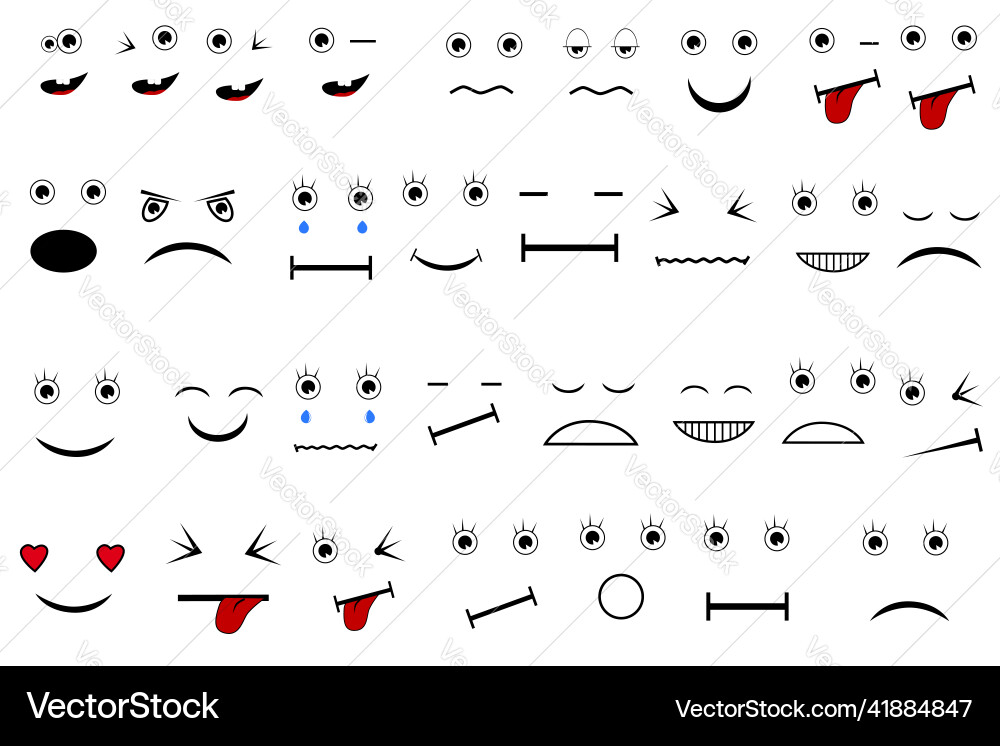 Simple set various expression big round eyes Vector Image