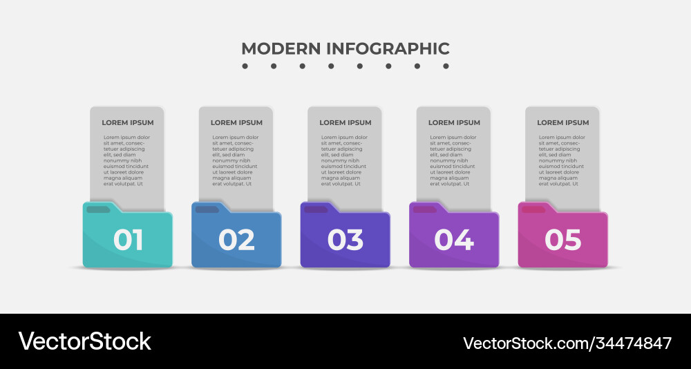 Vertical option banner with folder in 5 steps Vector Image