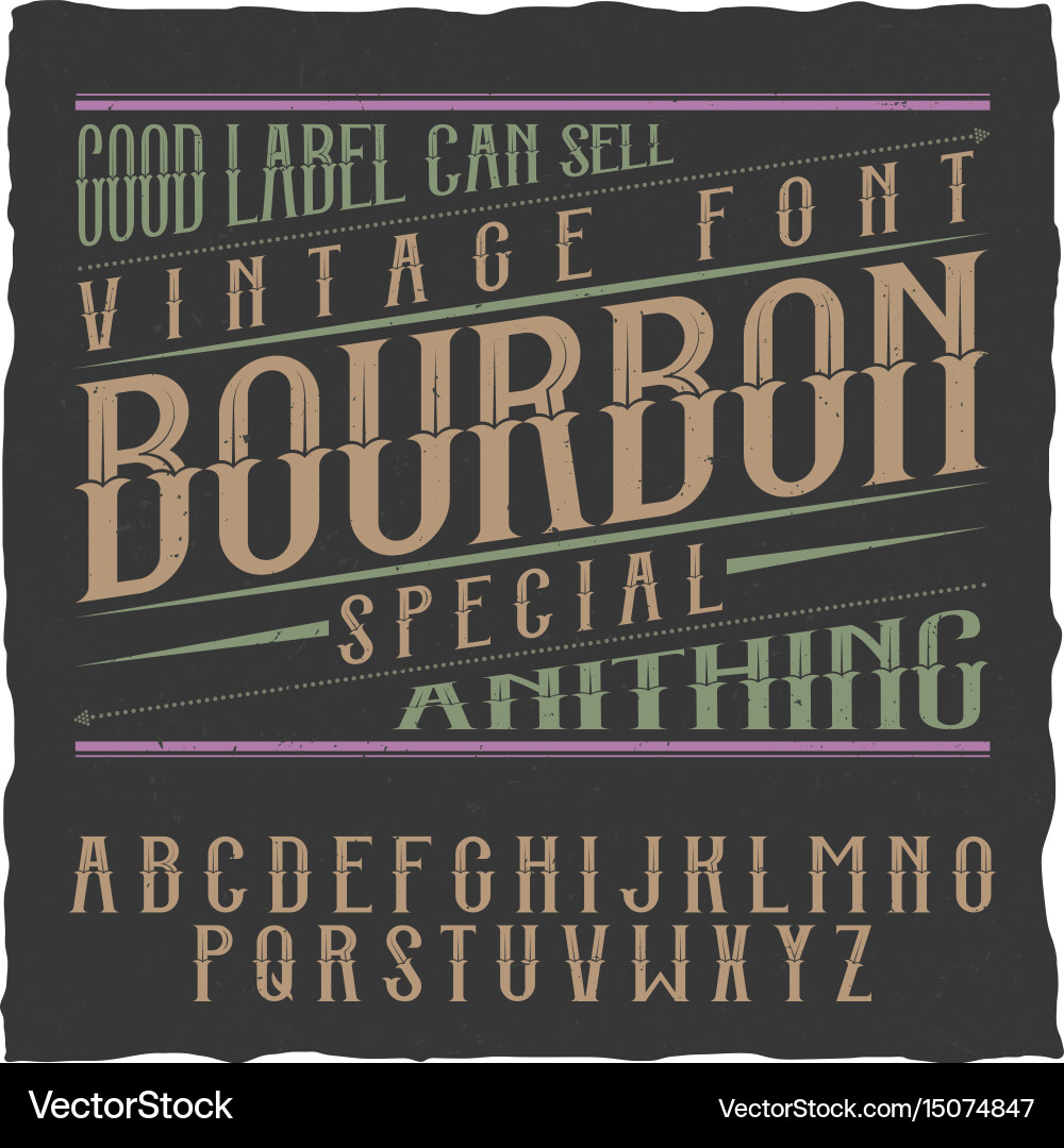 Vintage Bourbon Label - Retro Bottle Design Vector Image