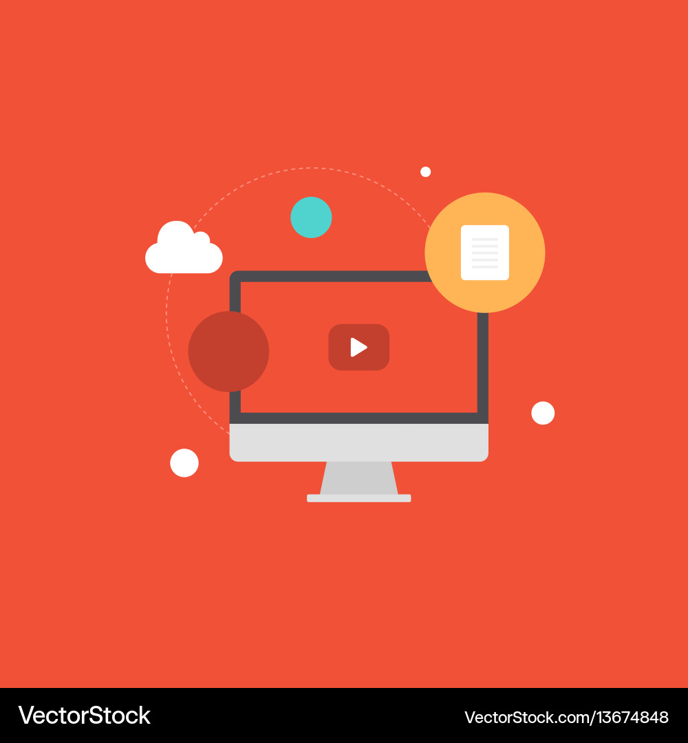 Computer screen play button colorful flat i vector image