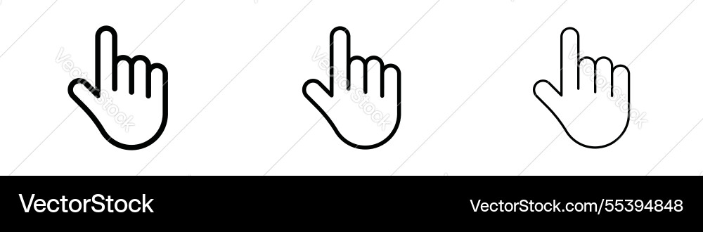 Cursor icons in three different stroke lines vector image