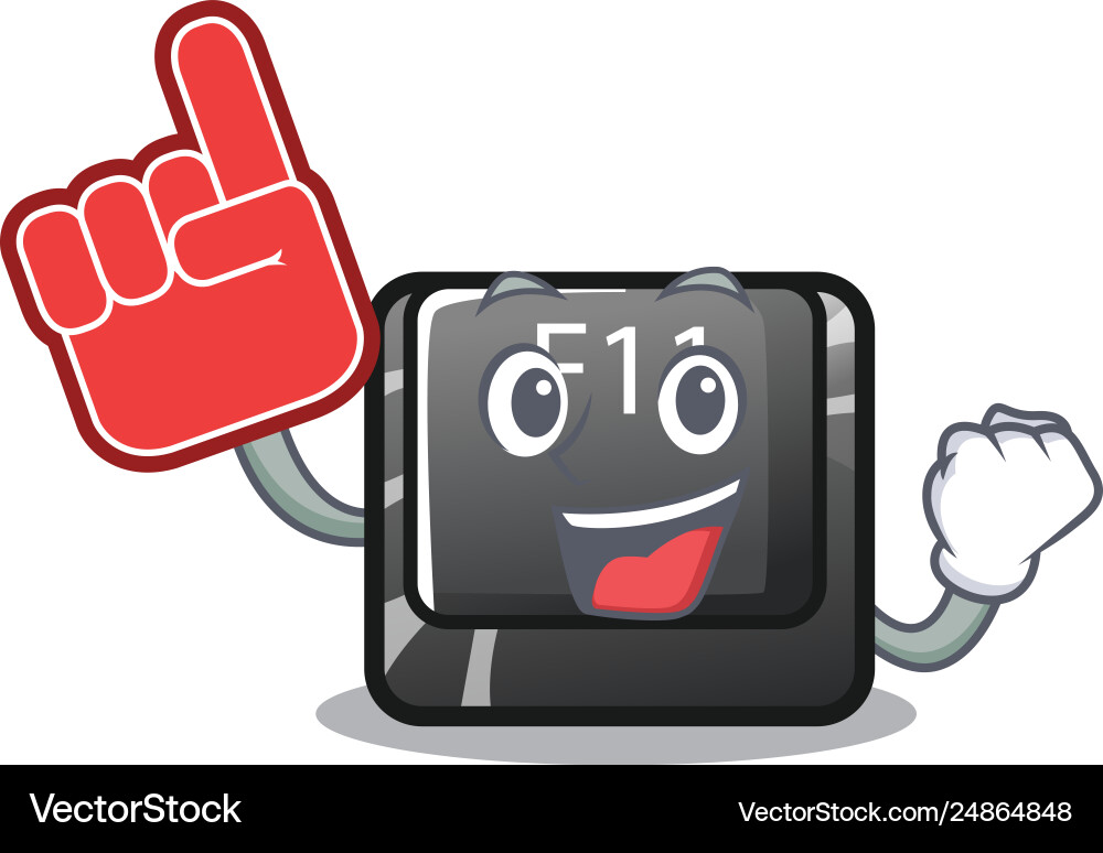 Foam finger button f11 on a cartoon computer vector image