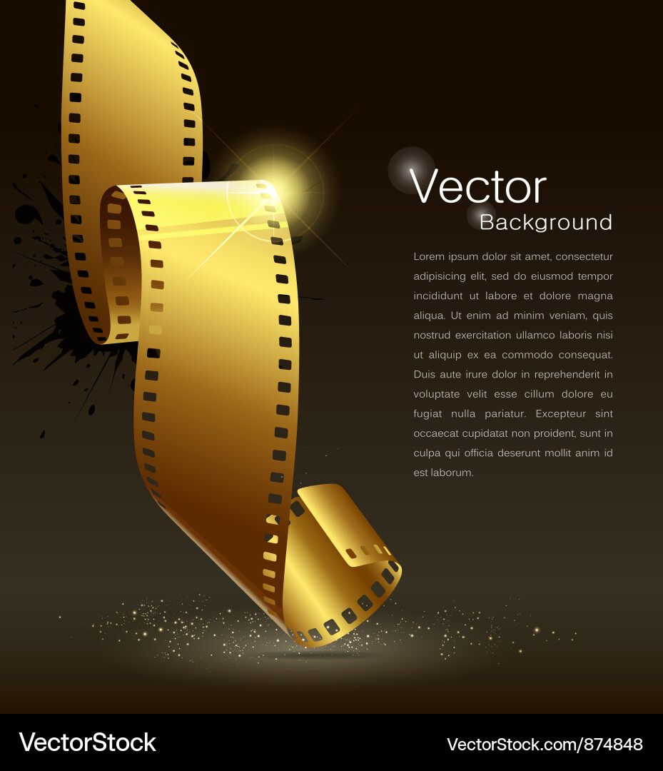 Golden Film Roll Background vector image