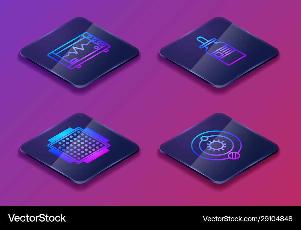 Set isometric line computer monitor Set isometric line computer monitor vector image