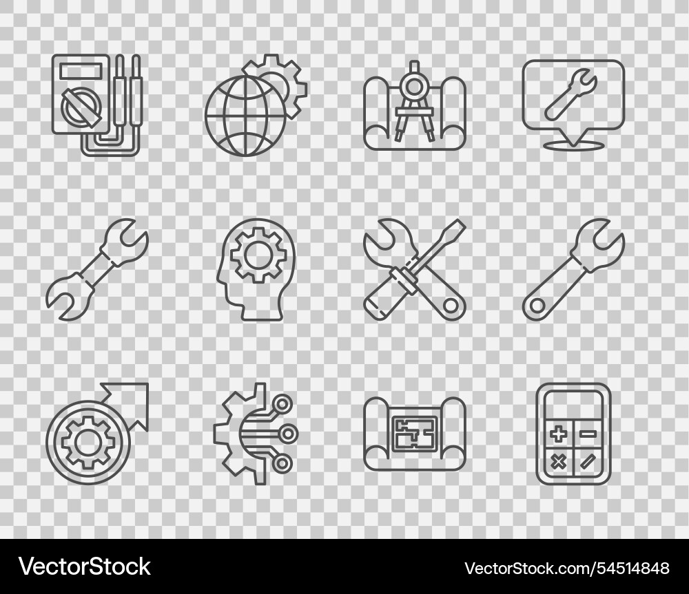 Set line gear and arrows as workflow process Set line gear and arrows as workflow process vector image