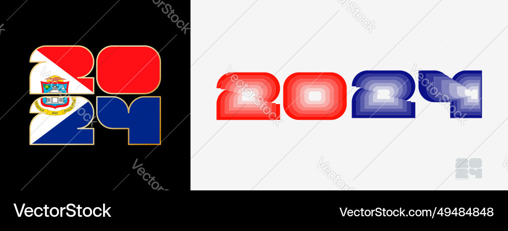 Year 2024 with flag of sint maarten and in color vector image