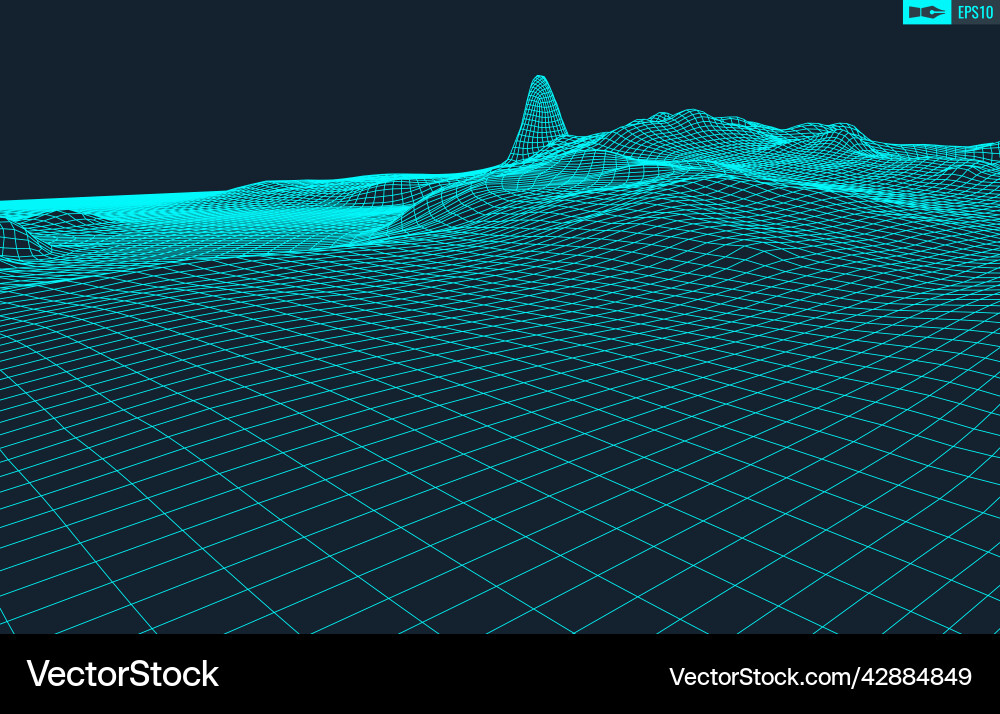 3D Wireframe Terrain EPS10 Vector Image