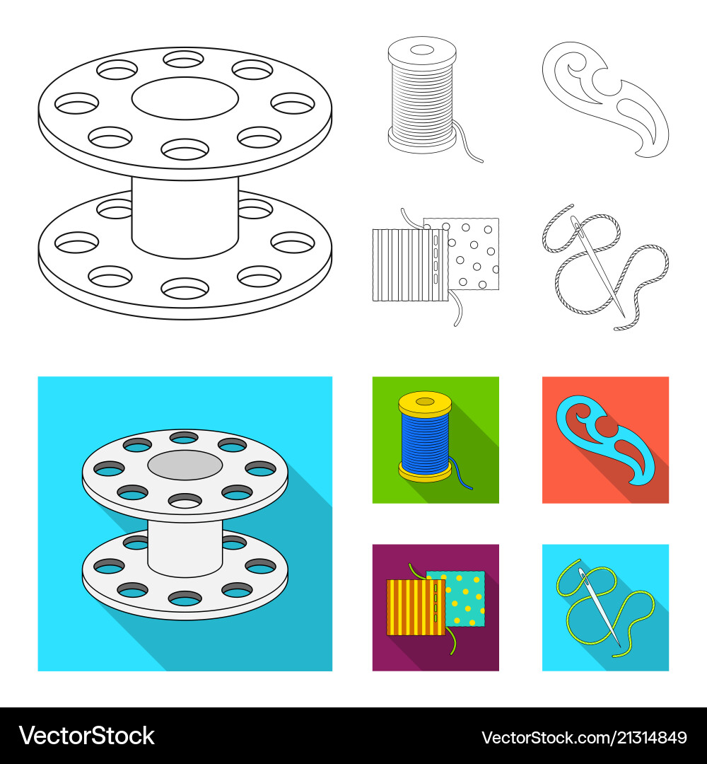 A spool with threads needle curl seam vector image