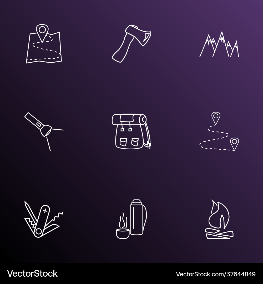 Activity icons line style set with axe swiss Vector Image