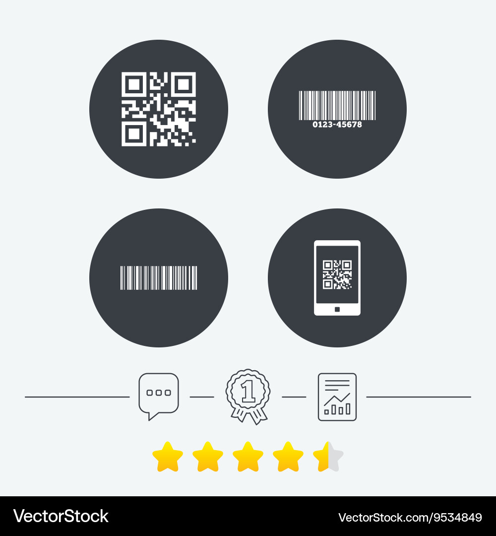 Bar and qr code icons scan barcode symbol vector image