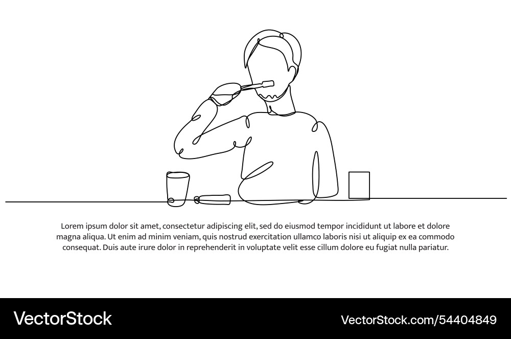 Continuous one line design of someone is brushing Vector Image