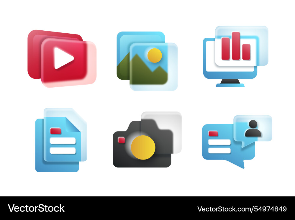 Gradient glassmorphism elements vector image