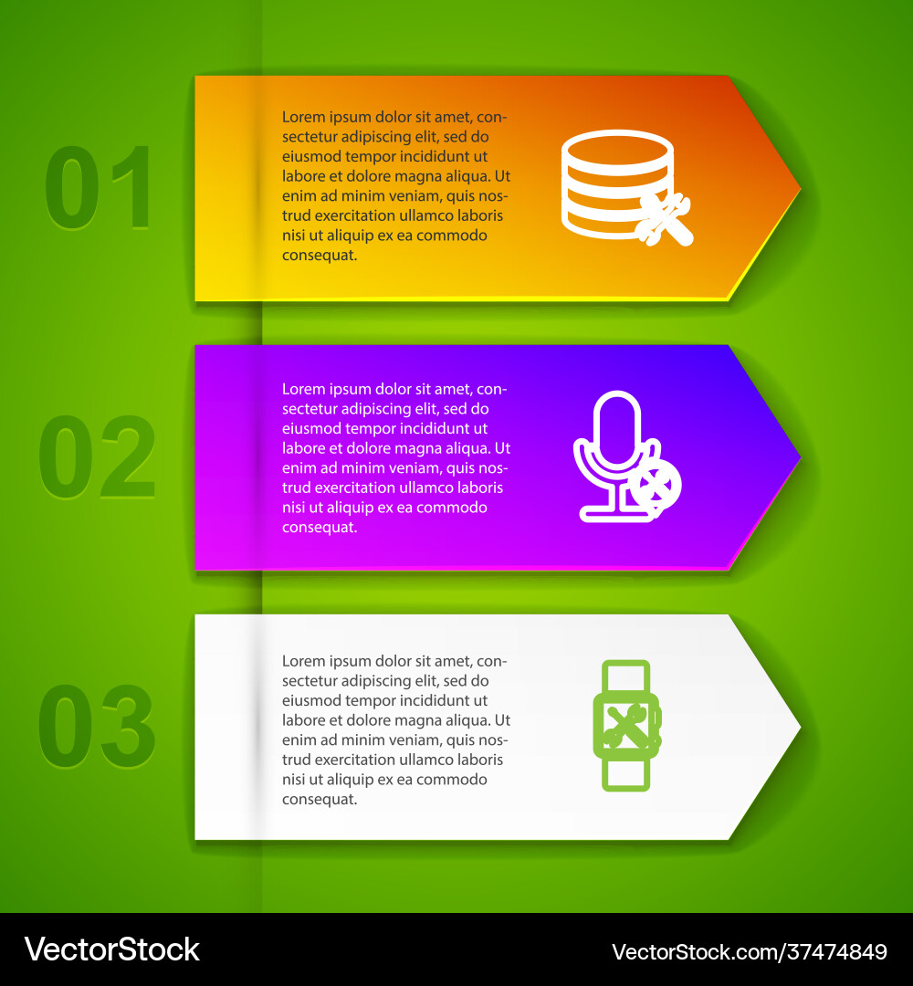 Set line database server service microphone vector image