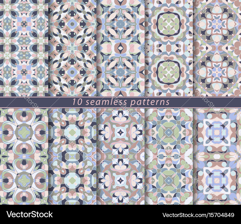 Set of ten seamless abstract patterns vector image